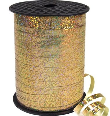 Gold holographic curling ribbon 5mm wide – Sparkle Lites Australia